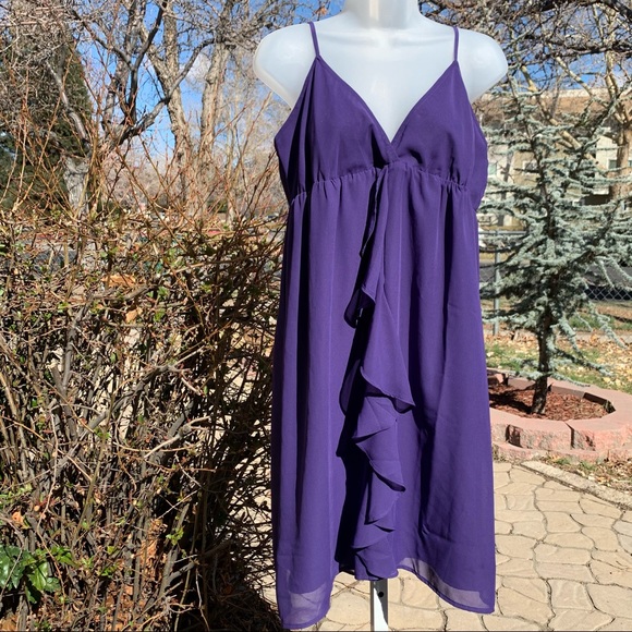 Gap Women's Purple Flowy Ruffle Midi Dress | L - Picture 1 of 9